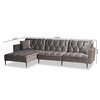 Baxton Studio Galena Contemporary Grey Velvet and Black Metal Sleeper Sectional Sofa with Left Facing Chaise 182-11702-Zoro
